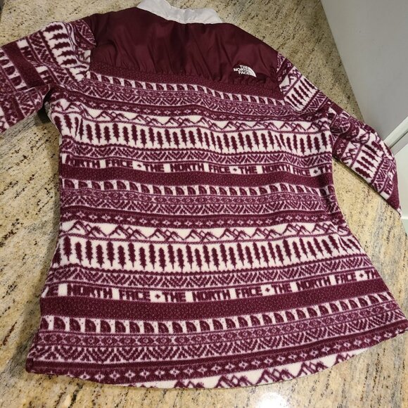 The North Face Aztec Fleece Half Zip Sz Large Womens L Maroon/Purple Cream - Picture 15 of 16